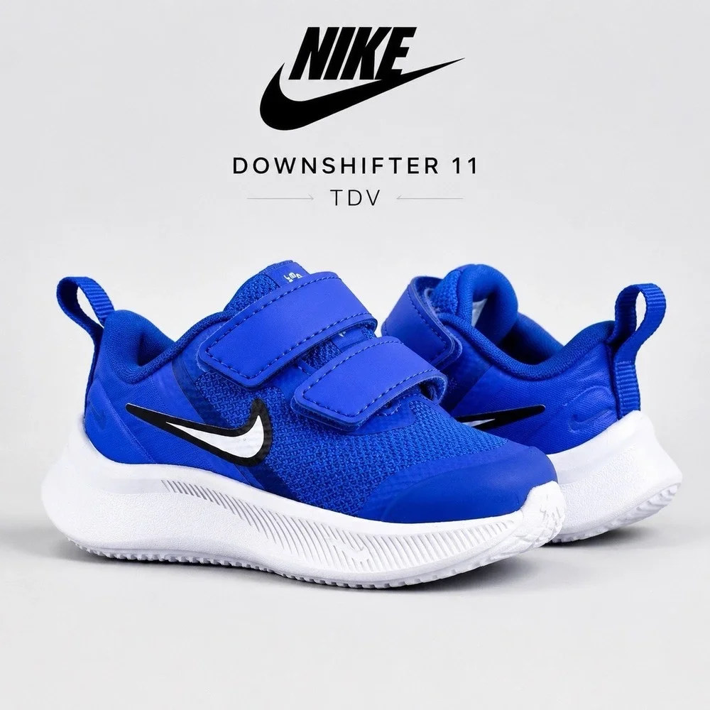 Nike Downshifter 11 TDV Toddler Boys 2C Blue Hook & Loop Running Shoes CZ3967